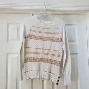 PrAna Ivory Tan Patterned Sweater